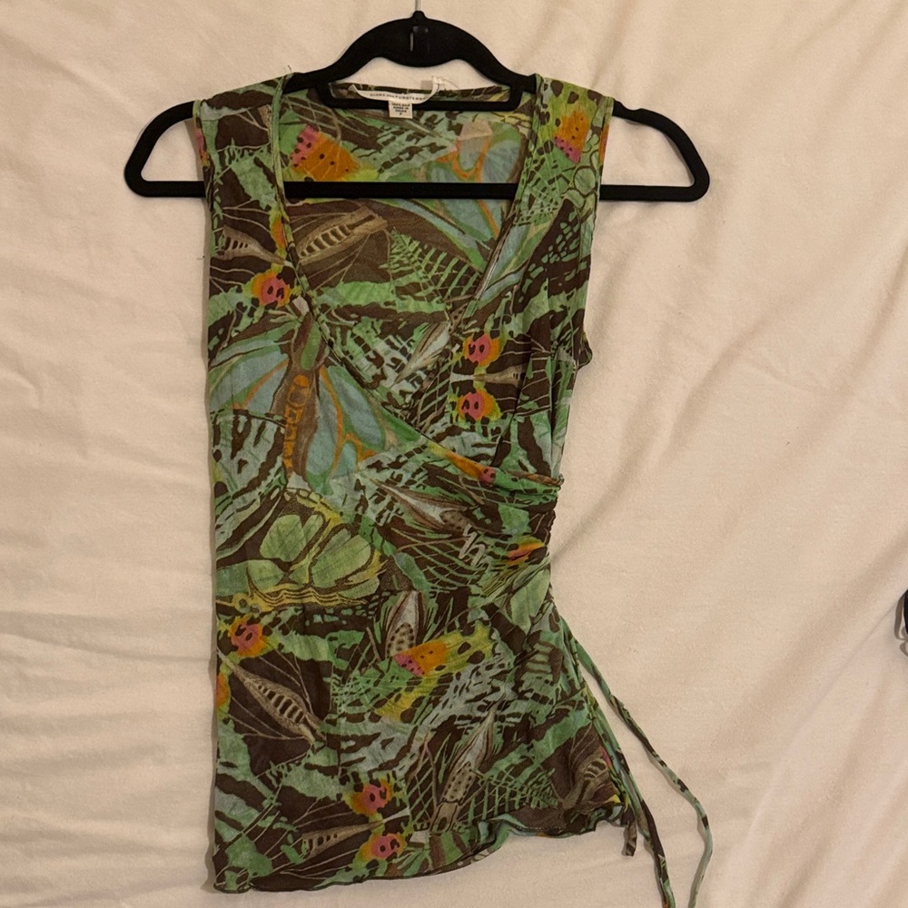 Diane Von Furstenberg Multicolor Silk Wrap Top